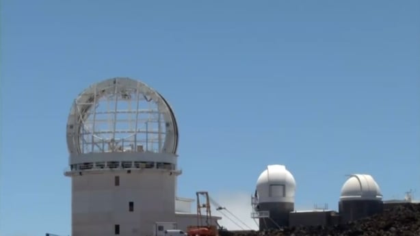 A solar telescope is pictured in Hawaii