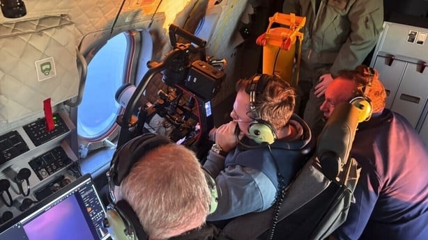 Members of the Irish Air Corps eclipse expedition from TU Dublin, TCD and DIAS on test flight of the C295