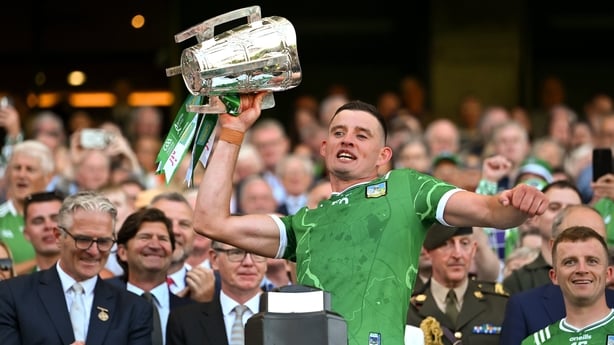 Dublin , Ireland - 19 July 2026; Gearóid Hegarty of Limerick celebrates with the Liam MacCarthy Cup after his side's victory in the GAA Hurling All-Ireland Senior Championship Final match between Galway and Limerick at Croke Park in Dublin. (Photo By Stephen McCarthy/Sportsfile via Getty Images)