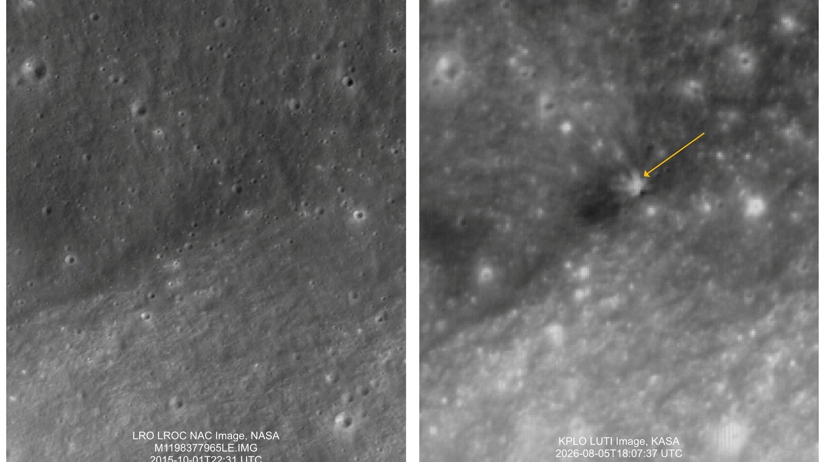 Before and after images of SpaceX Moon crash released
