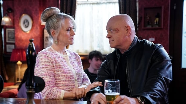 Linda Carter played by Kellie Bright and Grant Mitchell played by Ross Kemp in EastEnders 
