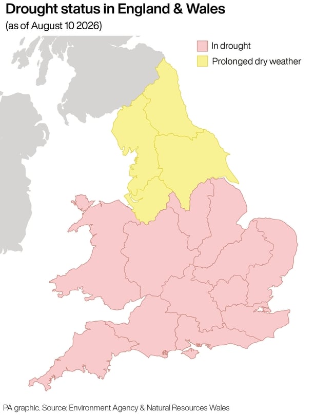 Infographic of drought status in England & Wales
