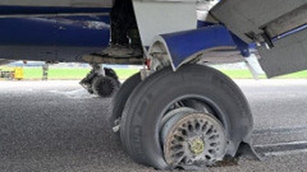 Ryanair plane tyres bursting on landing