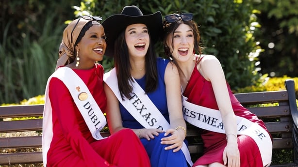 Dublin Rose Suad Mooge, Texas Rose Ally Padgett, and Westmeath Rose Caoilfhinn Ní Choiligh at the official launch of the 2026 Rose of Tralee International Festival at St Helen's Hotel, Stillorgan, Co Dublin. Photo: Andres Poveda