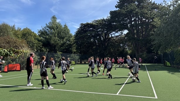Young players on a football pitch