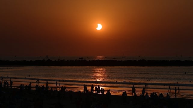 A solar eclipse, as seen from San Sebastian in Spain