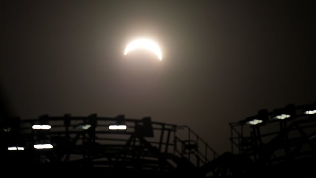 The solar eclipse above Croke Park, Dublin