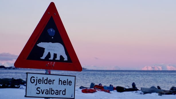 A sign warns of polar bears