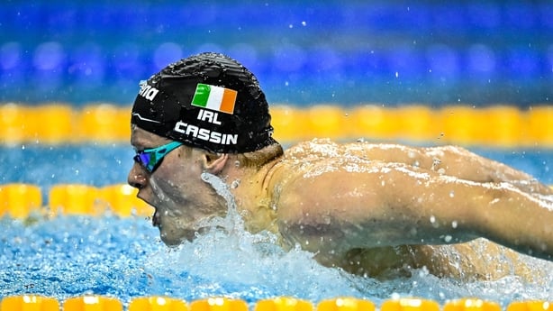 12 December 2025; Jack Cassin of Dolphin SC competes in the men's 200m butterfly A final during day one of the Irish Winter Swimming Championships 2025 at the National Aquatic Centre on the Sport Ireland Campus in Dublin. Photo by Tyler Miller/Sportsfile