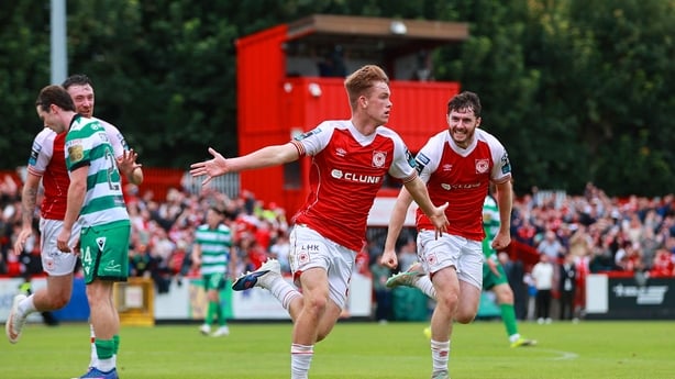 Sam Rooney of St Patrick's Athletic after scoring against Shamrock Rovers in FAI Cup - August 2026