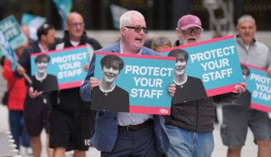 Oberstown workers protesting outside Dept of Children