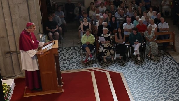 Bishop Denis Nulty at the prayer vigil at St Clare's Church in Graiguecullen, Co Carlow for the victims of the M9 crash
