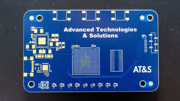 A printed circuit board is displayed