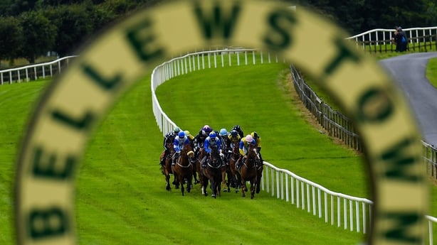 A view of the field during the Bellewstown Handicap (DIV I) at Bellewstown Racecourse in Collierstown, Meath in July 2020