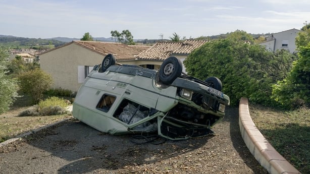 a destroyed car following a tornado