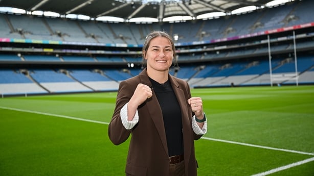 Katie Taylor poses inside Croke Park