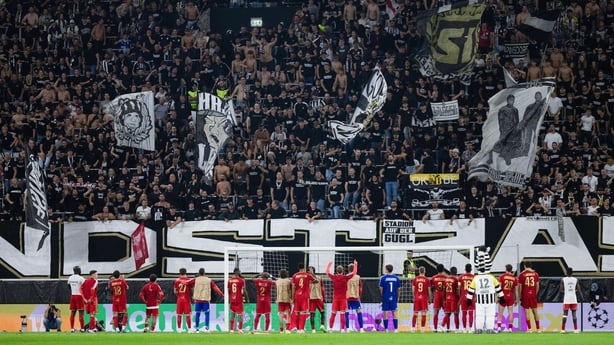 The LASK players celebrate at full time during a UEFA Champions League Play-Off Round Second Leg match between LASK and Celtic at Oberosterreich Arena, on August 25, 2026, in Linz, Austria