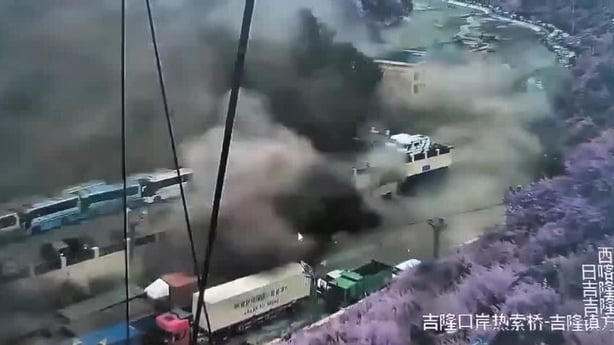 CCTV captures people fleeing seconds before mudslide engulfs Nepal-China border crossing