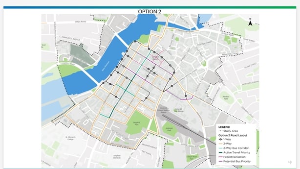 An image of the draft transport plan for Limerick city centre
