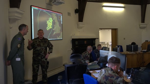 Colonel Noel Maher (second left) and staff in the Octagon at McKee Barracks.