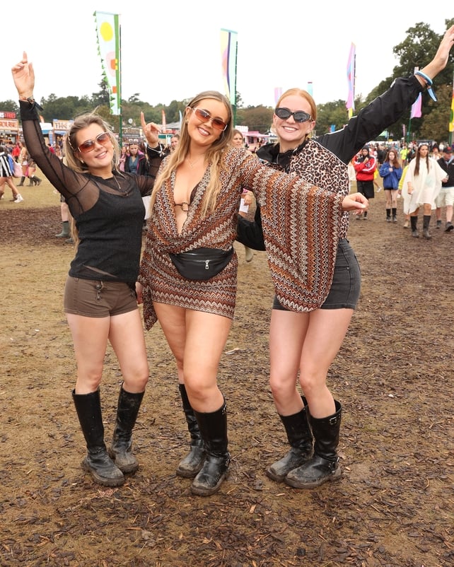 Eimear Glennon, Muireann Smith and Olivia King, from Co Cavan, pictured at the Three Charge & Chill area at Electric Picnic 2026