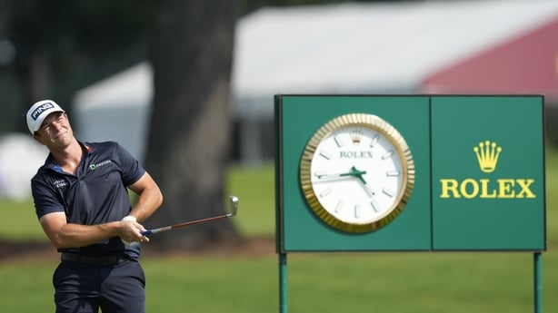 Viktor Hovland of Norway plays his shot from the ninth tee during the third round of the TOUR Championship at East Lake Golf Club on August 29, 2026 in Atlanta, Georgia. 
