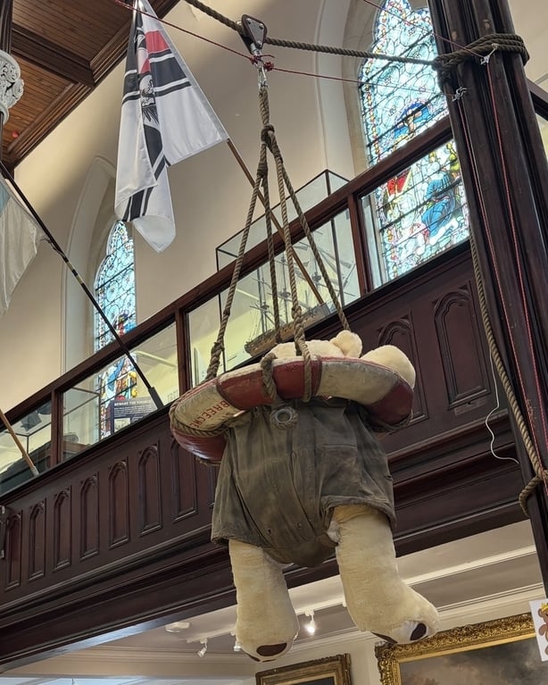 A breeches buoy, at the National Maritime Museum