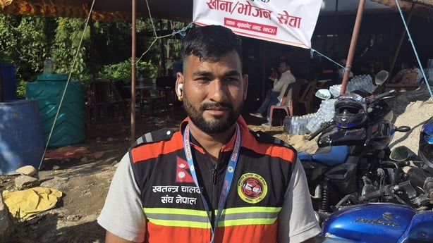 Volunteer named Bishal helping in Nepal