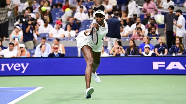 NEW YORK, NEW YORK - AUGUST 30: Venus Williams in action against Sofia Kenin during a Women's Singles match on Day One of the 2026 US Open at USTA Billie Jean King National Tennis Center on Sunday, August 30, 2026 in Flushing, NY. (Photo by Mike Lawrence/USTA via Getty Images)
