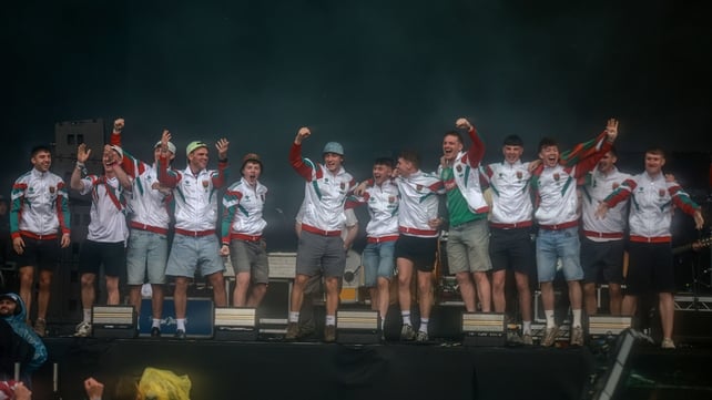 Members of Mayo current All-Ireland SFC champions team join The Saw Doctors as they perform at Electric Picnic 2026