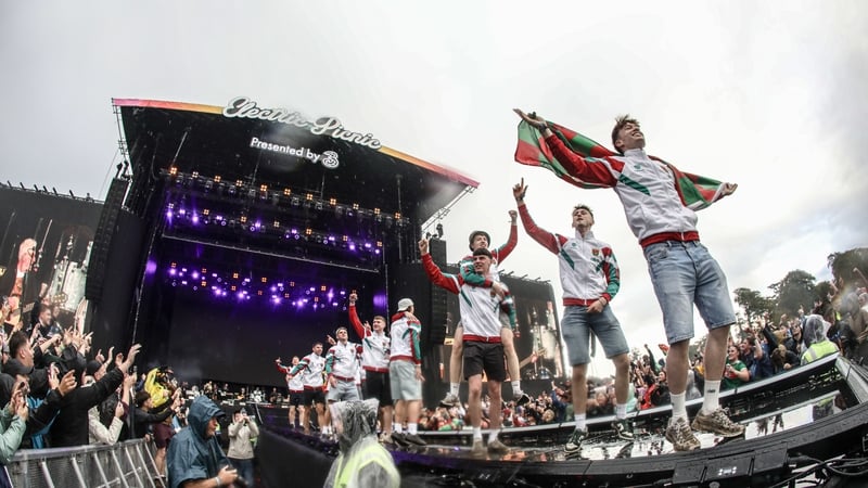 Members of Mayo current All-Ireland SFC champions team join The Saw Doctors as they perform at Electric Picnic 2026