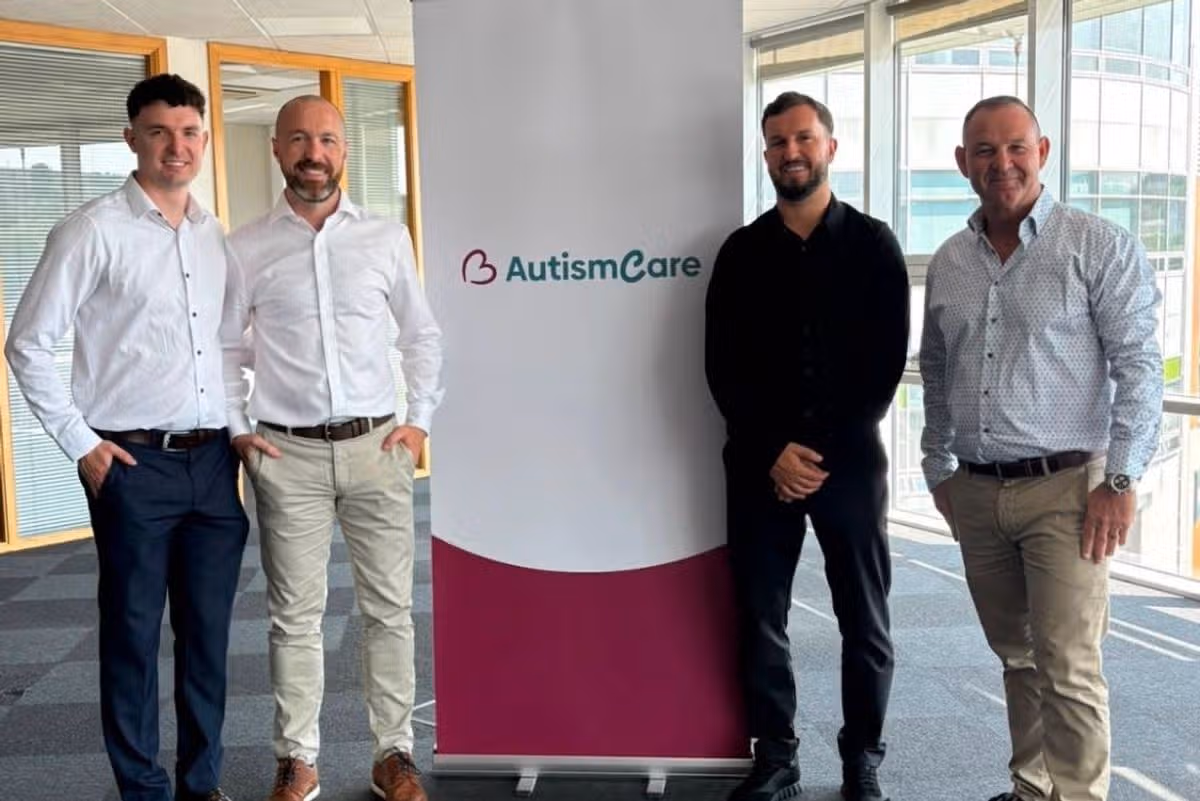 (L to R) The AutismCare team - Co-Founder Jack Starling, Managing Director John Smyth, Co-Founder Danny Buckley, and Co-Founder Stephen Hoare