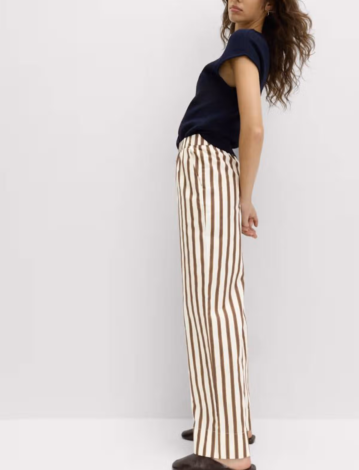 Pure Cotton Poplin Pull On Straight Leg Trousers