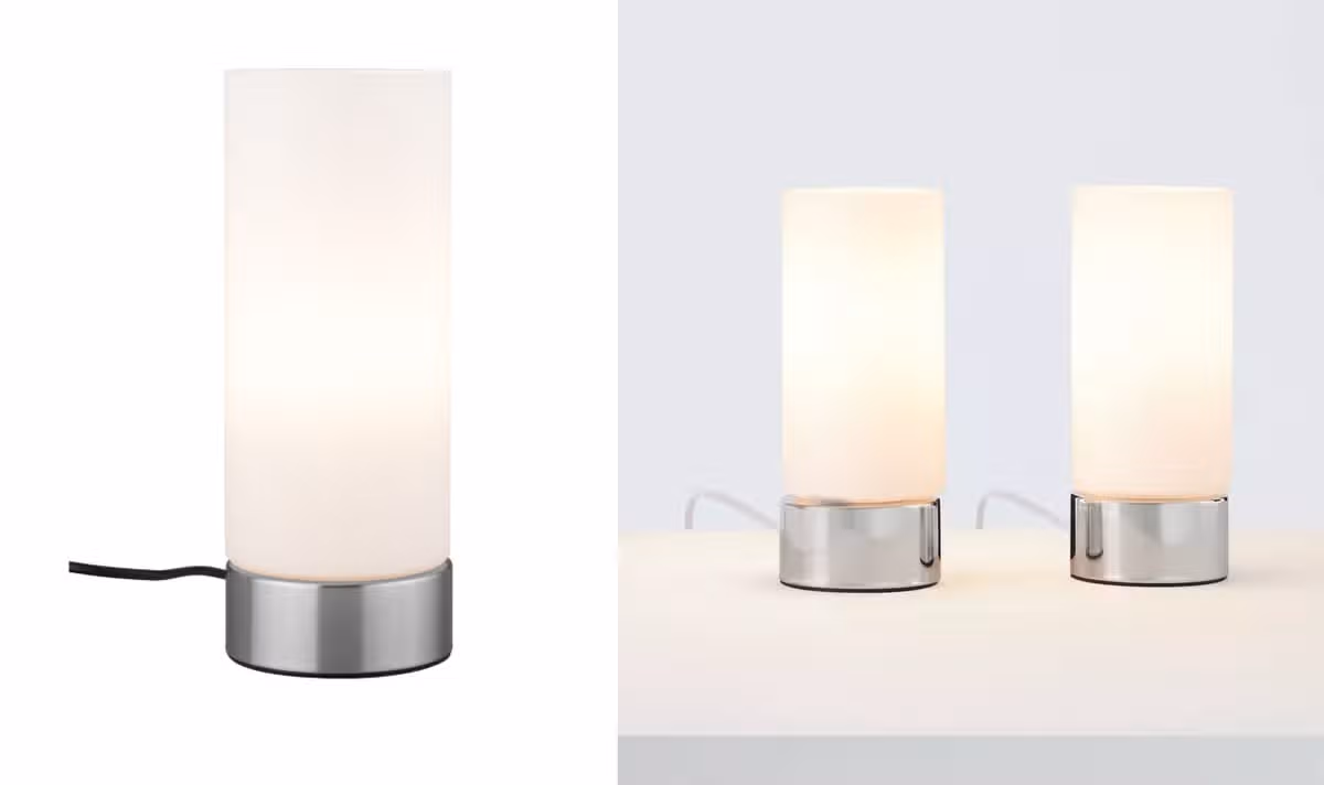 Lidl's LED Table Lamp with Touch Function (L) and John Lewis' Cara Glass Touch Lamps (R)