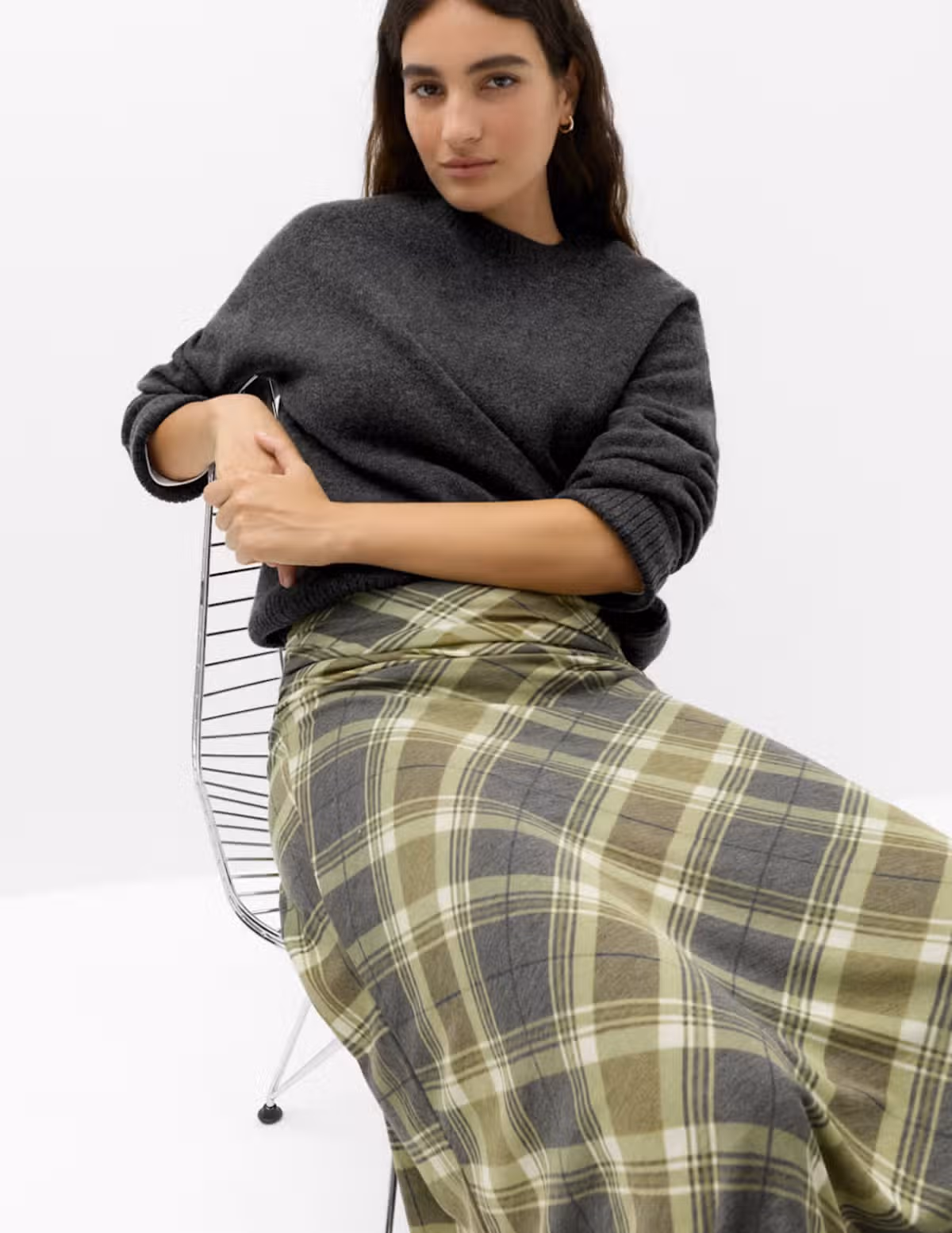 Crew Neck Jumper with Wool, charcoal