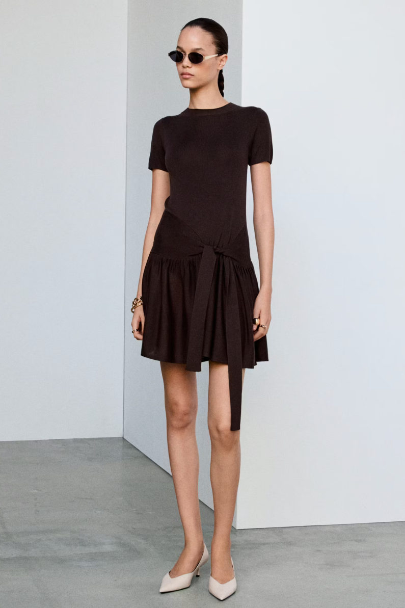 Mango's flattering chocolate brown tie-waist dress is the perfect buy to transition your wardrobe into autumn mango's flattering chocolate brown tie waist dress is the perfect buy to transition your wardrobe into autumn