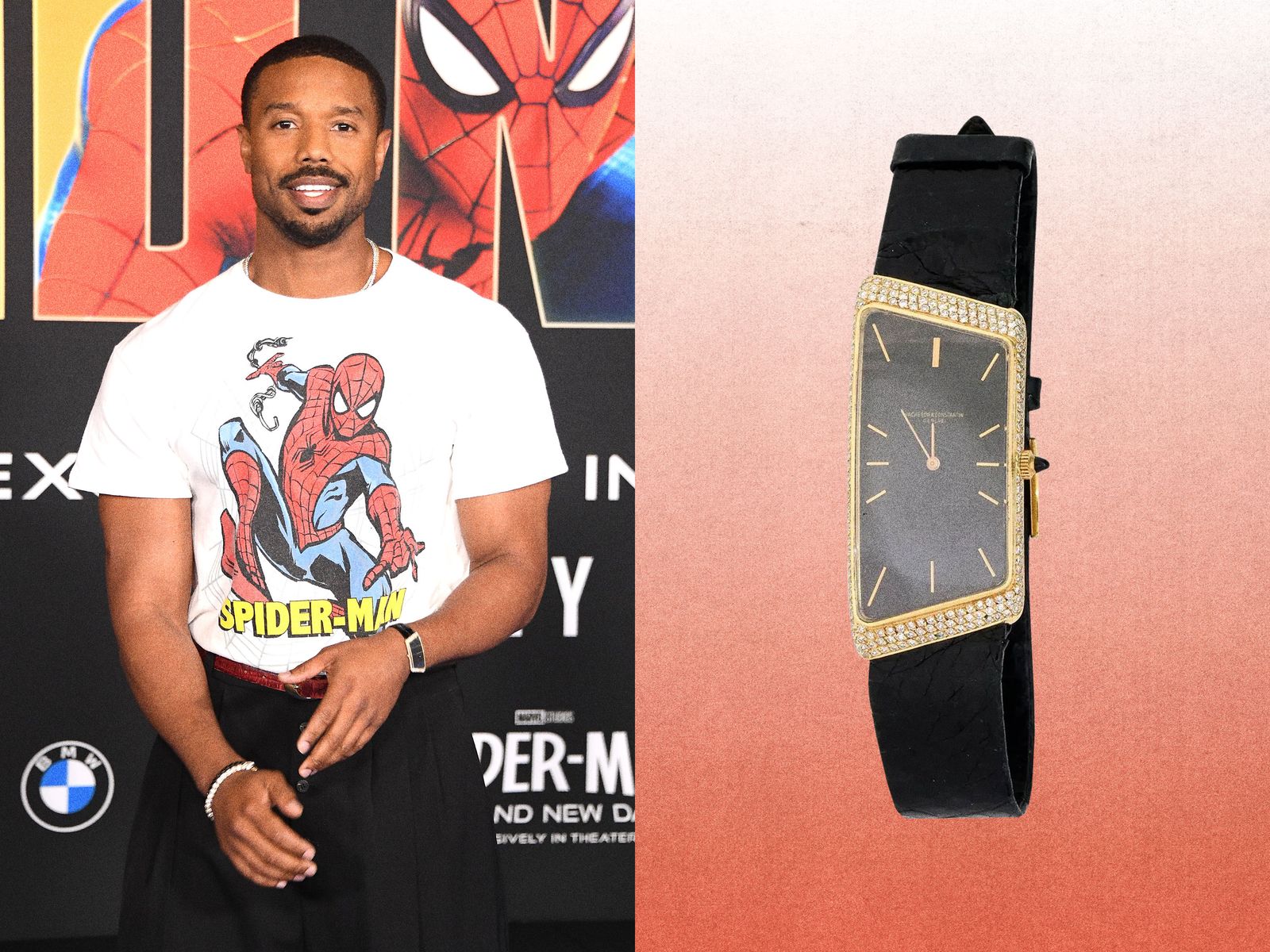 Image may contain Michael B. Jordan Clothing TShirt Wristwatch Arm Body Part Person Adult Face and Head