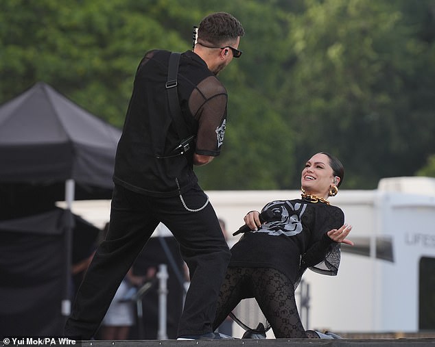She put on an animated display while on stage as she belted out her hits and danced around in the sexy look