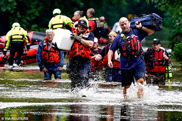 Evacuations are underway in the Ravenswood neighborhood due to flooding after days of heavy rain in Indianapolis