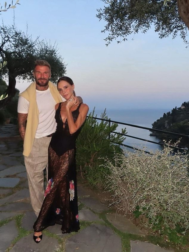 David and Victoria stole some time to themselves away from three of their four children as they enjoyed a date night in Portofino at a swanky hotel
