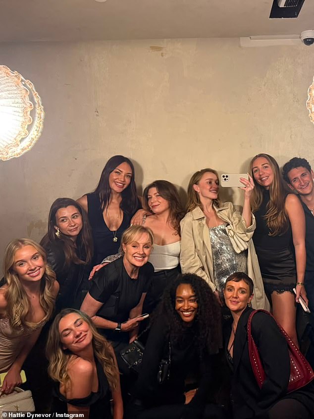 One photo from the night showed Phoebe posing between Hattie and Sally, while another showed around ten friends and relatives gathering together for a group picture
