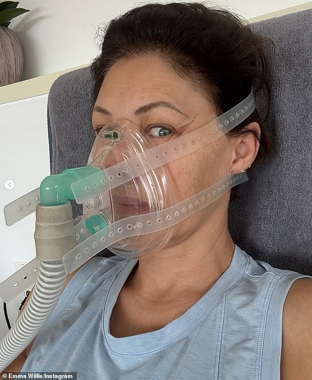 The presenter (pictured at a wellness clinic) tries to fit in two to three hour-long workouts each week on top of regular pilates sessions and owns a £1,195 interactive mirror in her home gym, which is a device that 'delivers fully personalised, immersive sessions for body, mind and nutritional health.'
