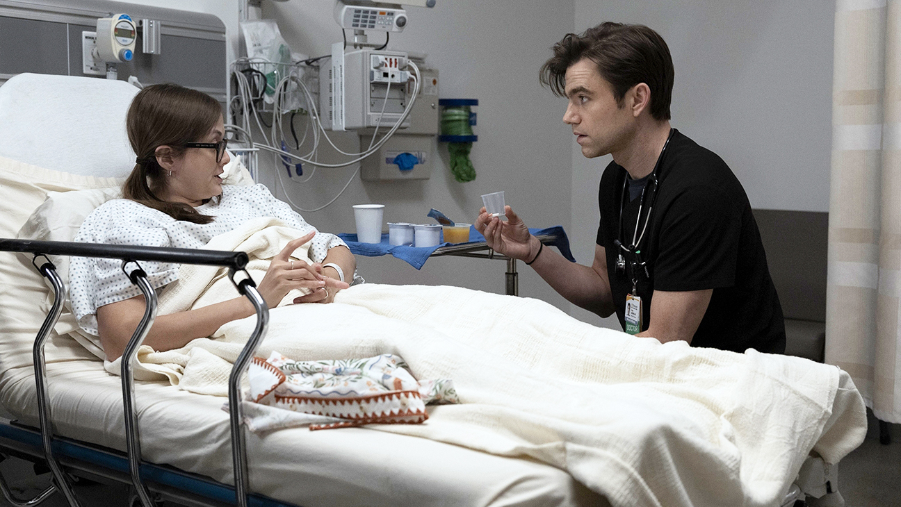 Tal Anderson as Becca King with Patrick Ball as Dr. Langdon on HBO Max’s The Pitt