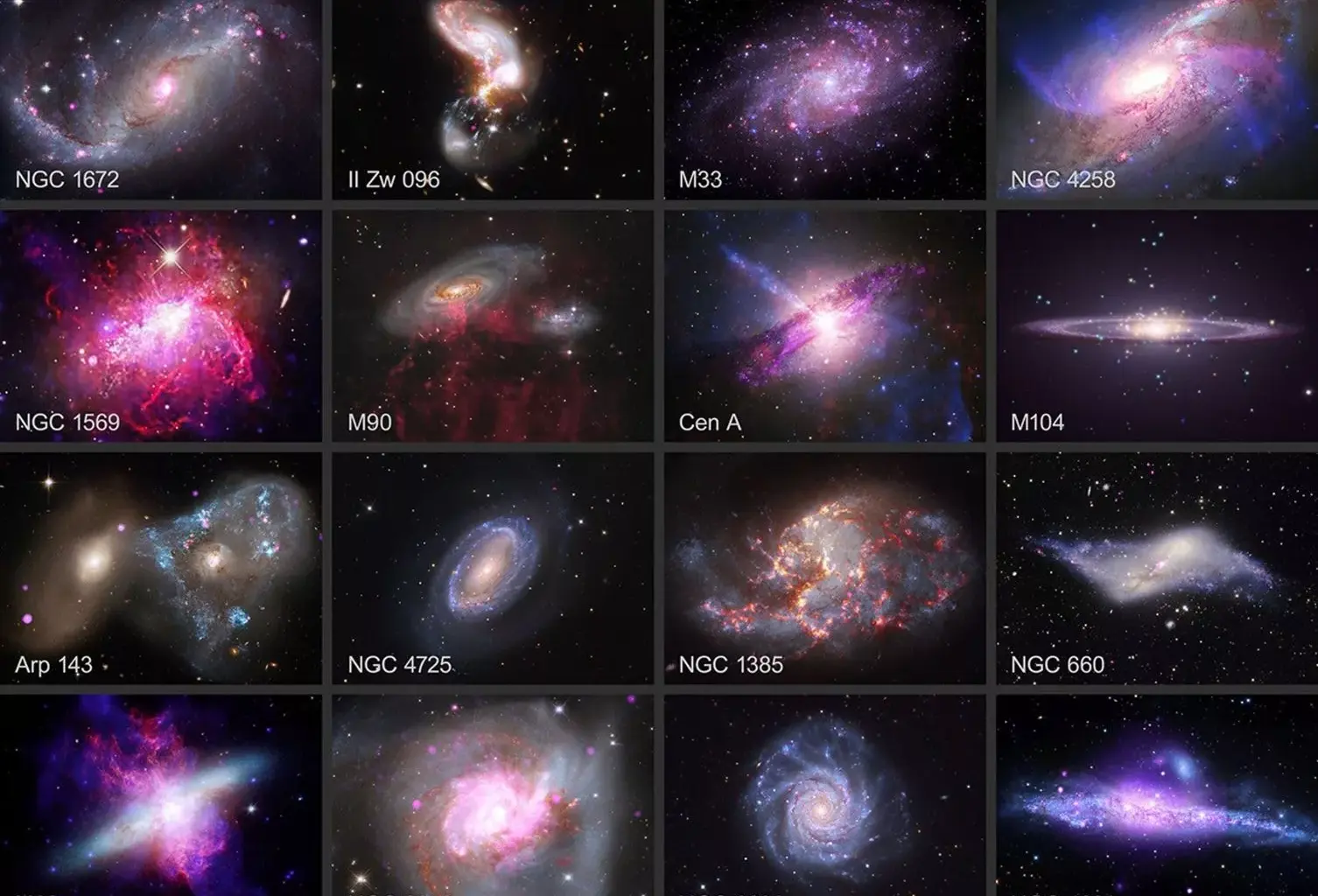 NASA Reveals Stunning X-Ray Views of 16 Galaxies