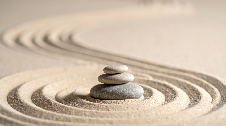 Stable rock formation on sand rippling outward