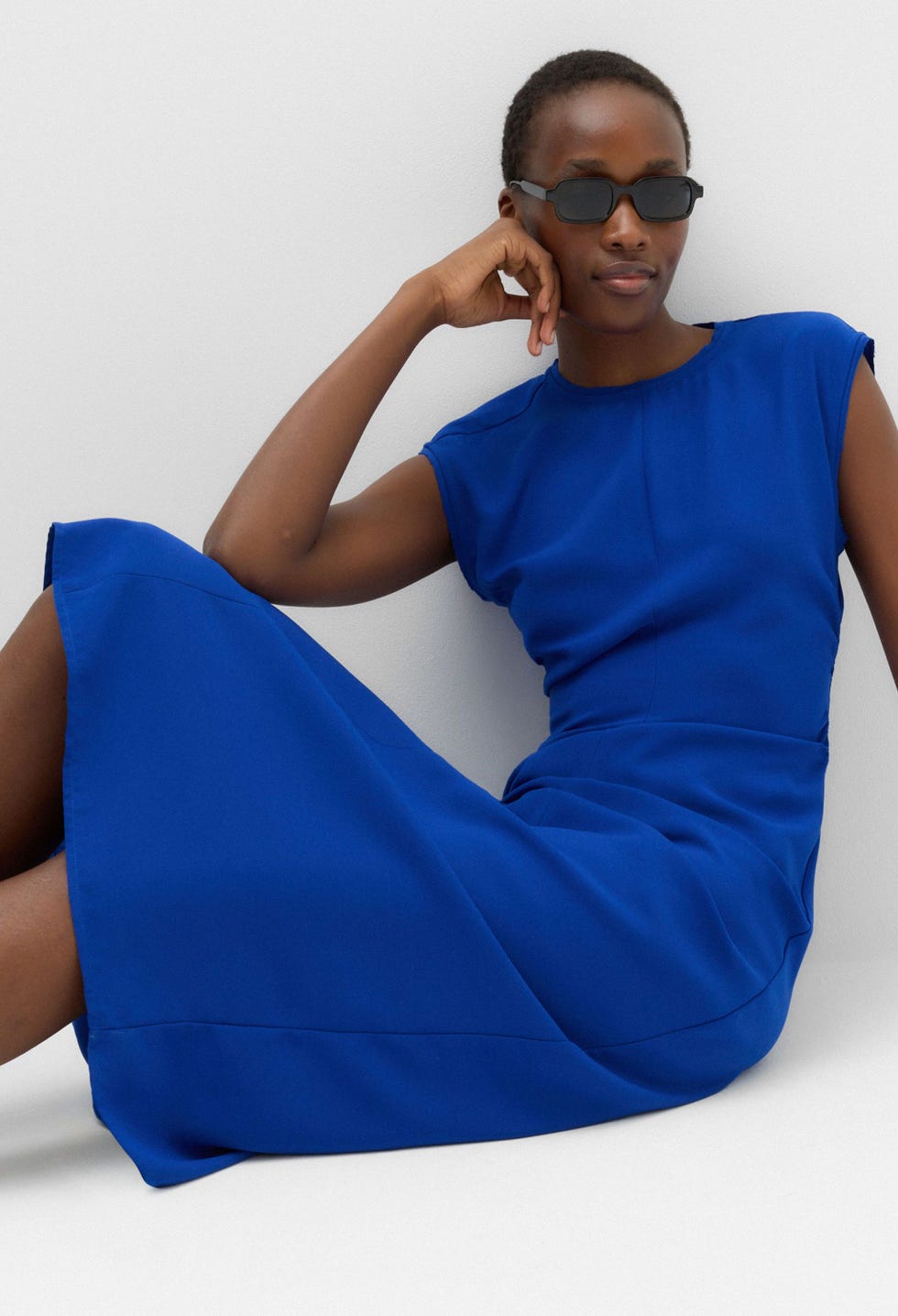 Cinched Midi Column Dress - Cobalt Blue