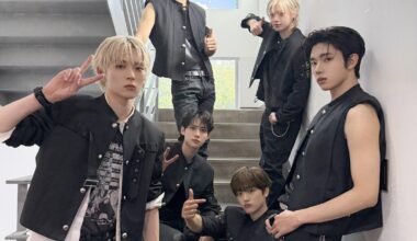 Members of K-pop boy band LUN8 pose before the band