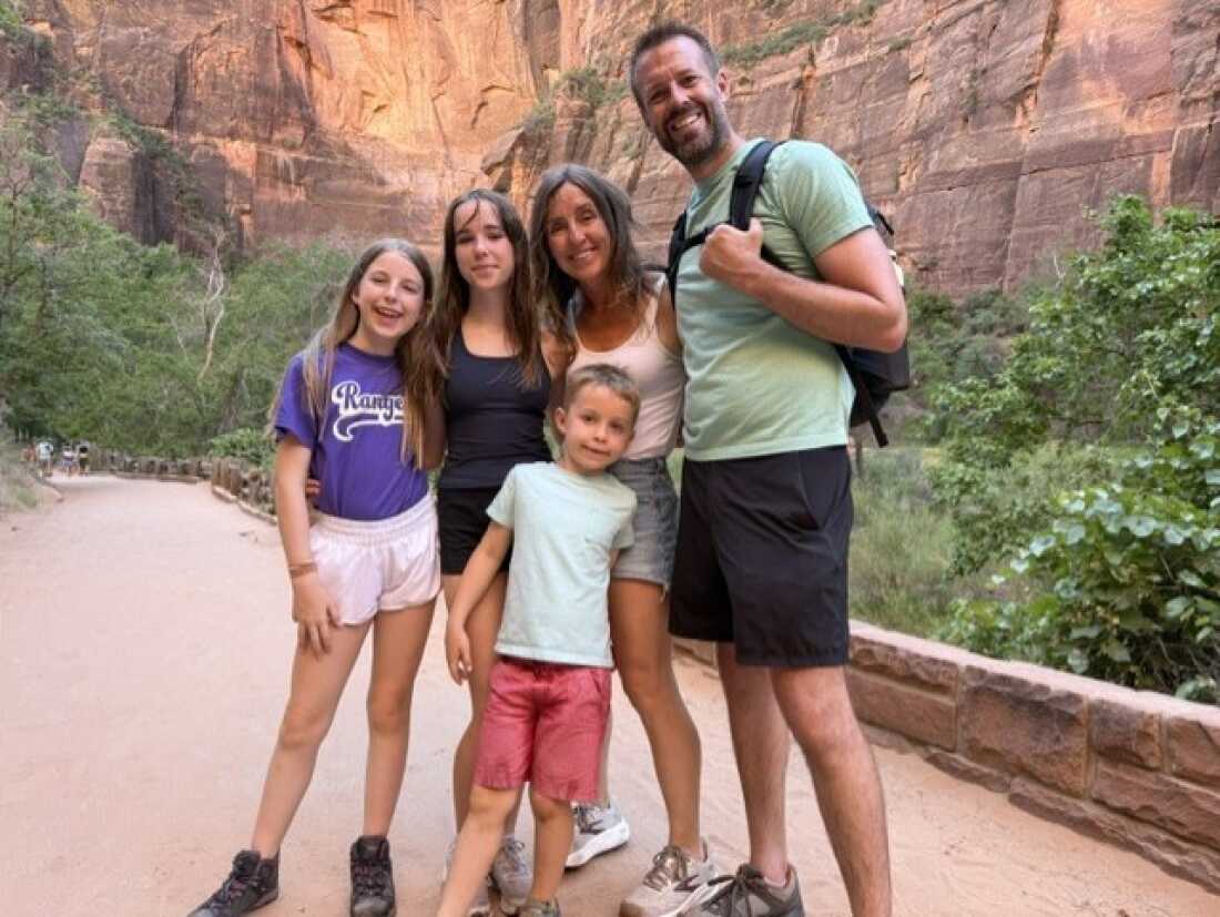Meghan Cliffel with her husband and three children in 2026