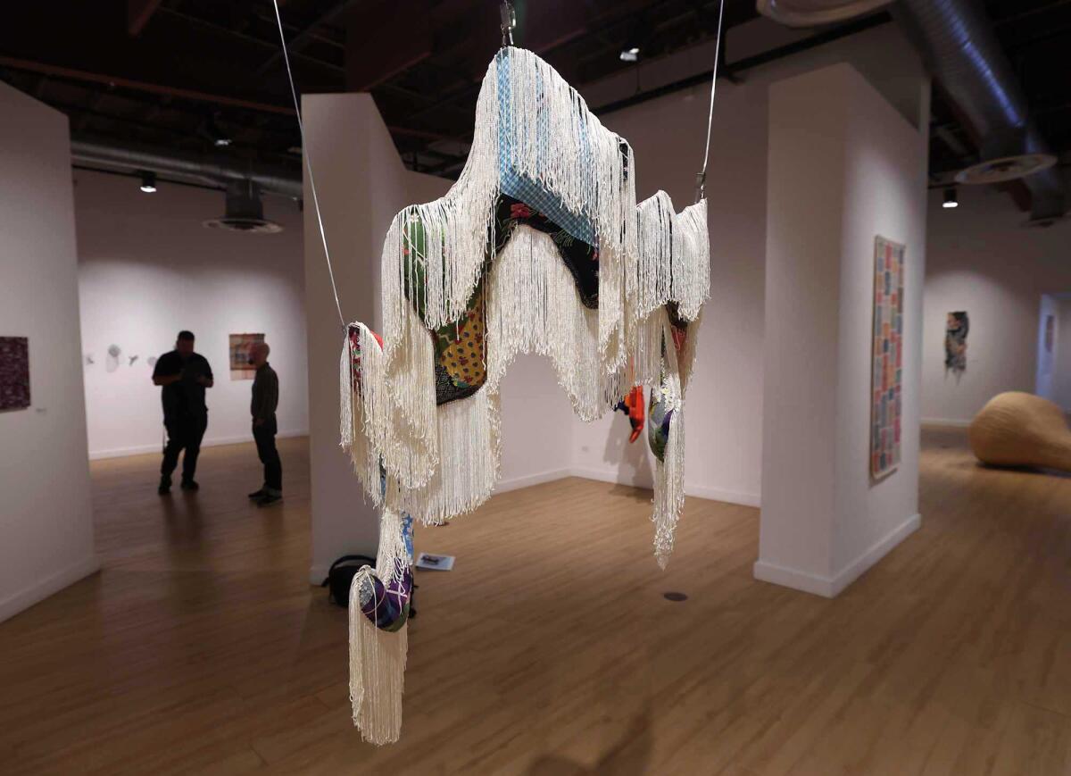 An art installation at "California Fibers: The Languages of Fiber" exhibition undeway at the Huntington Beach Art Center.