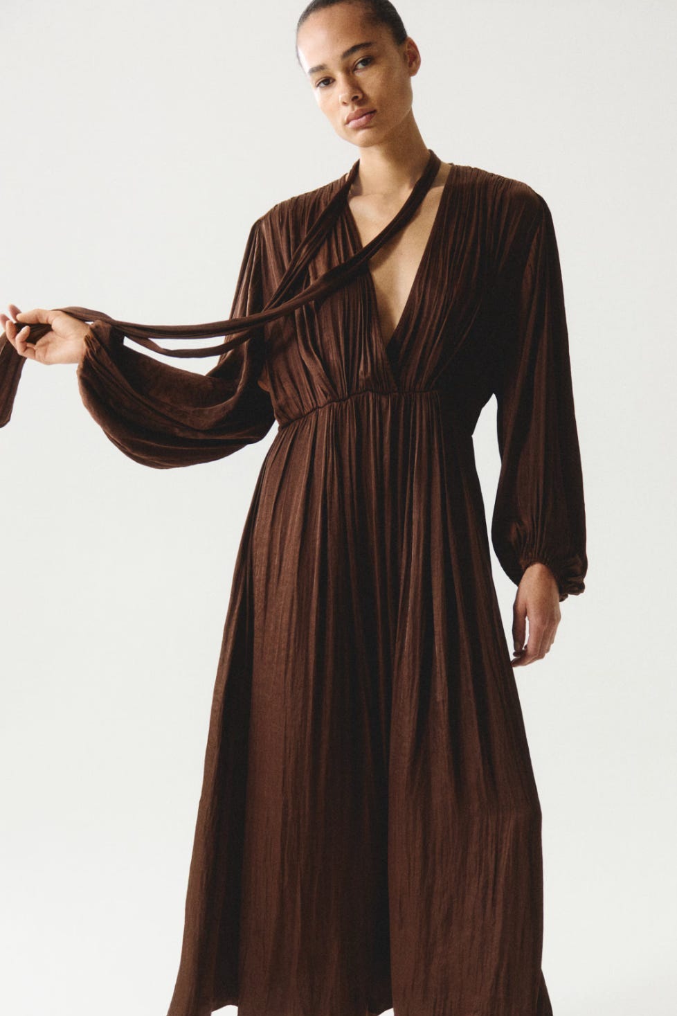 Scarf-Collar Satin Dress Scarf-Collar Satin Dress